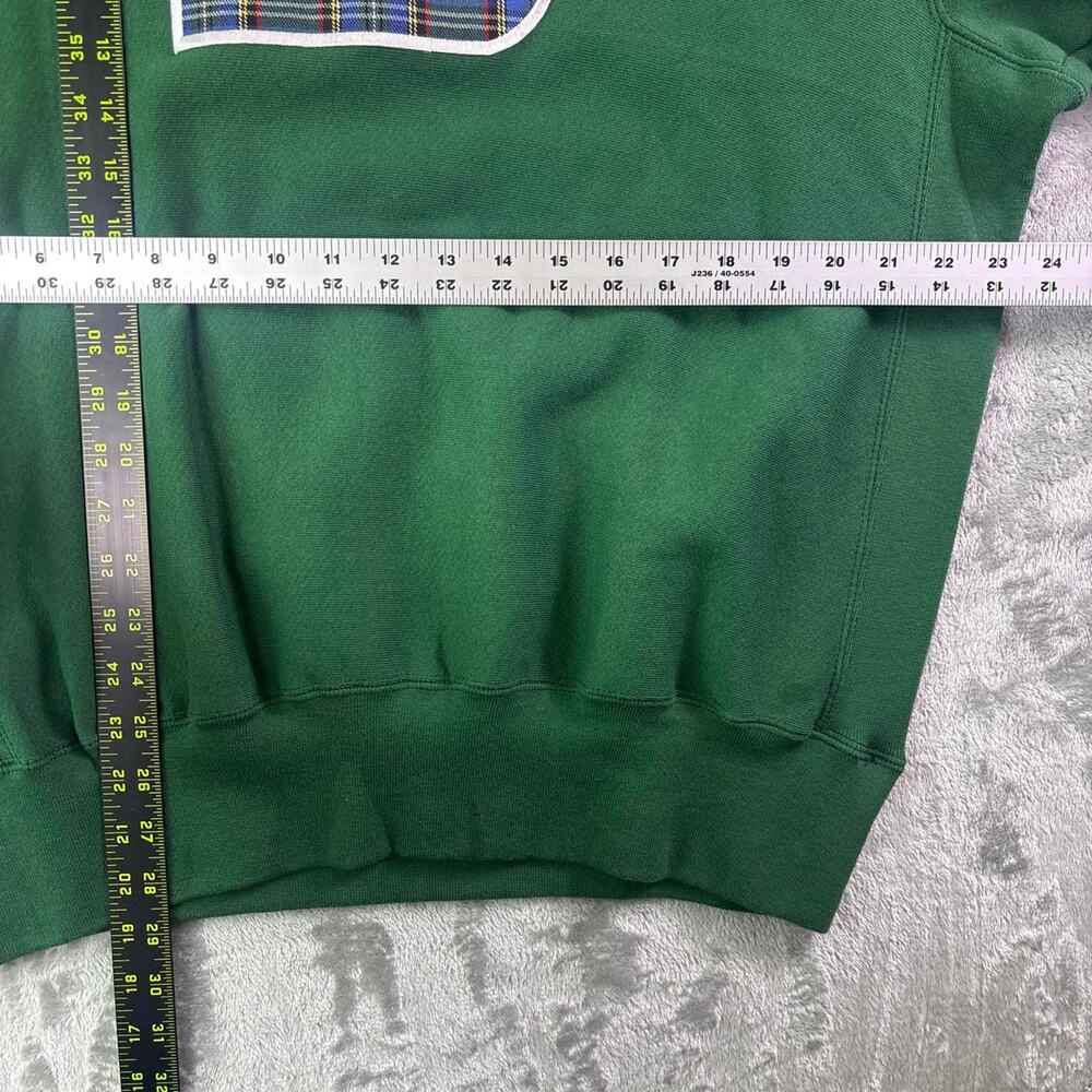 Vintage Boston Sweatshirt Mens L Green Plaid Embroidered USA Made Heavyweight - Picture 5 of 5
